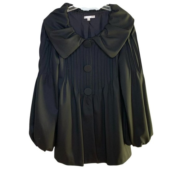 Matty M Black Pleated Coat with Bishop Sleeves - Picture 1 of 7